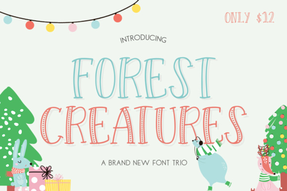 Forest Creatures Trio: A Playful Font for Your Brand Identity